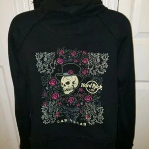 Hard Rock Cafe Las Vegas Skull Bling Hoodie Roses